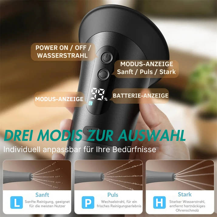 Sanftes Ohrspülsystem mit Wasserdruck™